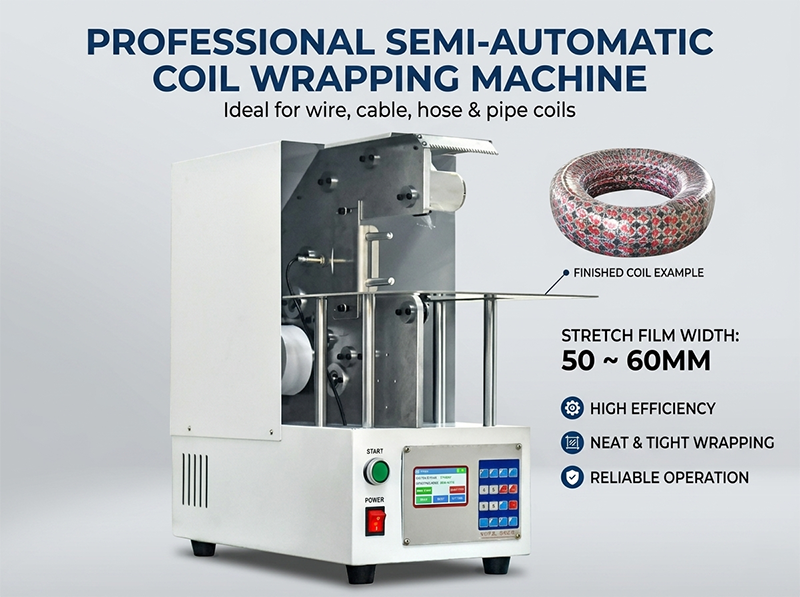Máquina de Enrolar Cabos Semiautomática WPM-120X | Embalagem Eficiente para Indústria