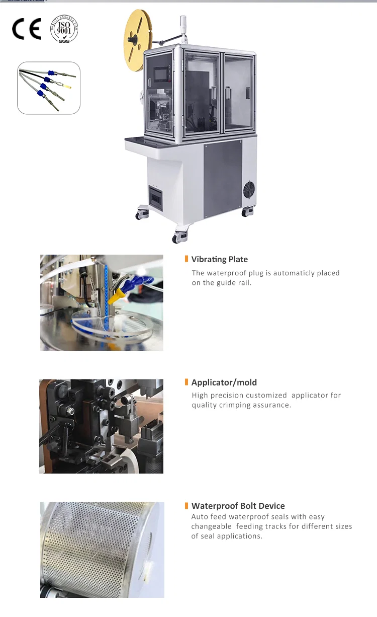 Semi automatic wire stripping seal insertion terminal crimping machine , sheathed cable seal loading machine Máquina de friso terminal semi automática da inserção do selo do descascamento do fio, máquina de carregamento revestida do selo do cabo