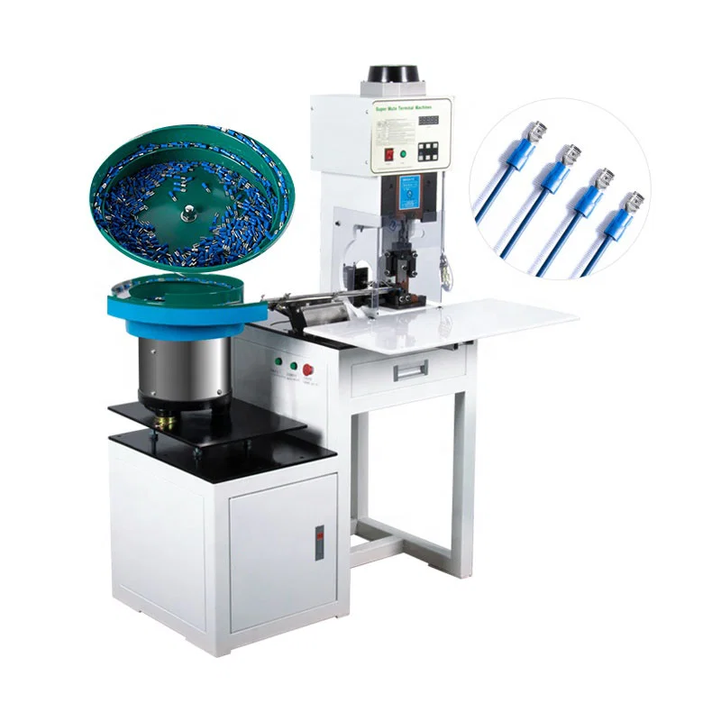 Máquina de friso dos terminais frouxos com alimentação da placa da vibração, máquina de friso terminal frouxa do fio, máquina de friso do talão do cabo, máquina de friso plástica do terminal de Shell 