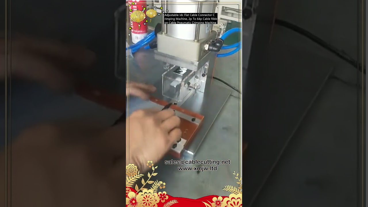 Máquina de Crimpagem Pneumática para Conectores IDC de Cabo Plano - Ajustável de 2P a 64P