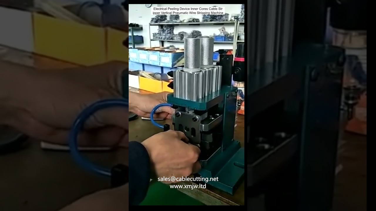 Máquina de Descascar Cabos Elétricos - Peladora Pneumática Vertical para Núcleos Internos